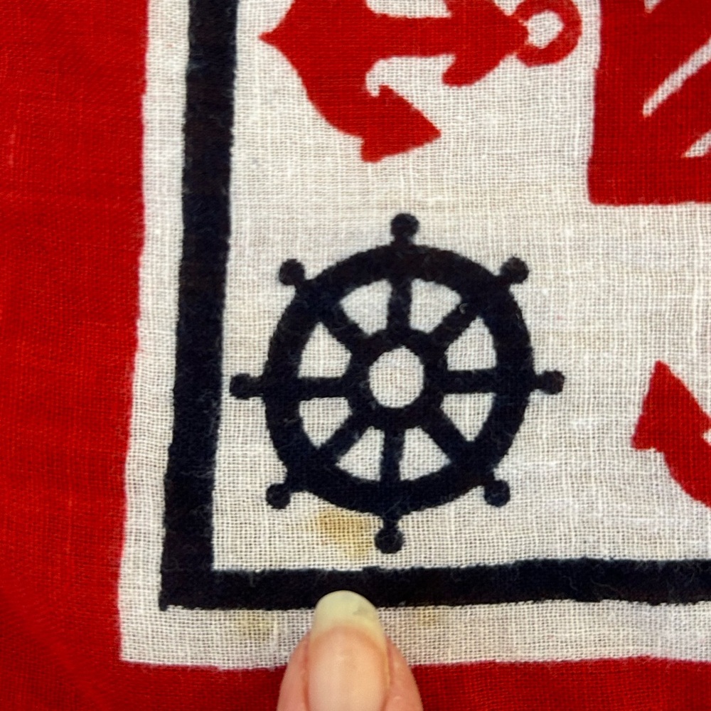 Vintage Red, White and Blue Nautical Bandana with Anchors and Knots - Picture 5 of 5